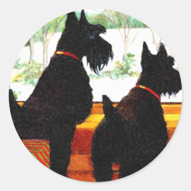 Adesivo Dois Cães Scottie No Natal (Frente)