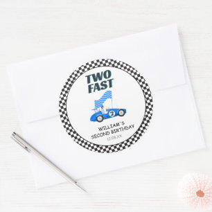 Adesivo Dois Carro Azul Rápido Segundo Aniversário