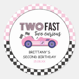 Adesivo Dois Carro Raça Rosa Rápida Segundo Aniversário