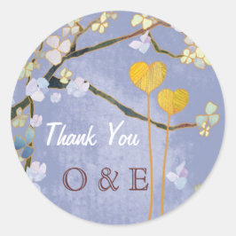 Adesivo Dois Corações Casamento Azul Obrigado