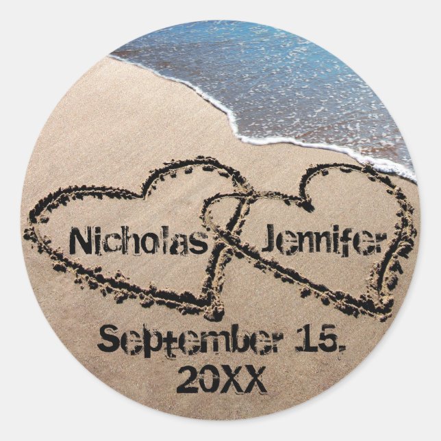 Adesivo Dois Corações Nos Vedantes De Areia (Frente)