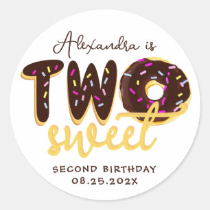 Adesivo Dois Doce Aniversário de 2 anos Donut Chocolate Sc