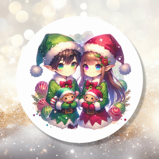 Adesivo Dois Elfos Animes | Festa de Natal (Criador carregado)