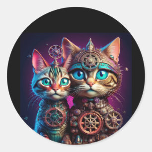 Adesivo Dois Gatinhos Steampunk Posam