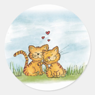 Adesivo Dois gatos no amor - ilustração da aguarela