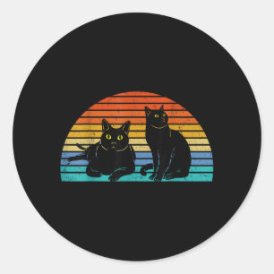 Adesivo Dois Gatos Pretos Fundo Colorido Amantes de Gatos