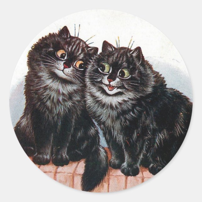 Adesivo Dois gatos pretos pintados por Louis Wain (Frente)