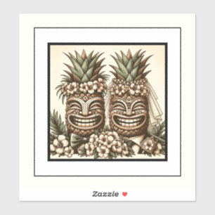 Adesivo Dois Gay de Graus Pineapple Tiki Cabeça Retro Casa