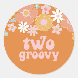 Adesivo Dois Groovy Florais Retrô 2º aniversário