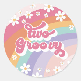 Adesivo Dois Groovy Retro Arco-íris 2º Aniversário