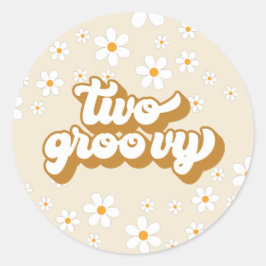 Adesivo Dois Groovy Retro Daisy 2º Aniversário