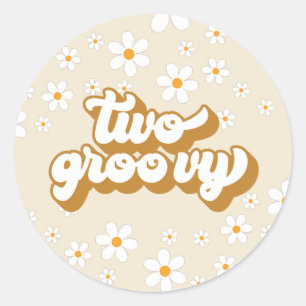 Adesivo Dois Groovy Retro Daisy 2º Aniversário
