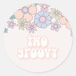 Adesivo Dois Groovy Retro floral pastel para 2º aniversári