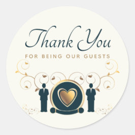 Adesivo Dois grupos casados LGBTQ Cream Blue Obrigado