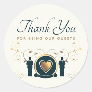 Adesivo Dois grupos casados LGBTQ Cream Blue Obrigado