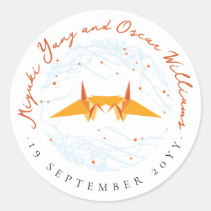 Adesivo Dois guindastes alaranjados e favor asiático do