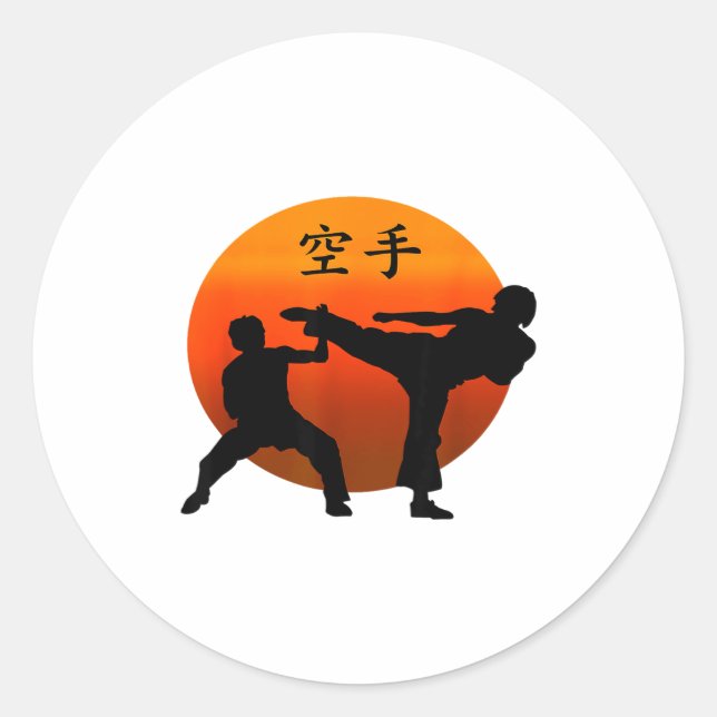 Adesivo Dois Lutadores de Karate Com Sol Nascente E Karate (Frente)