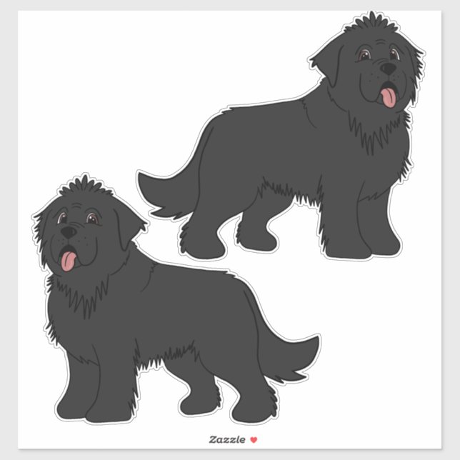 Adesivo Dois Newfoundlands pretos sólidos (Folha)