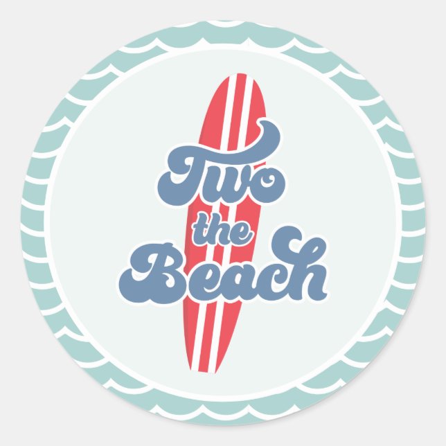 Adesivo Dois o segundo aniversário Praia Surf Beach (Frente)