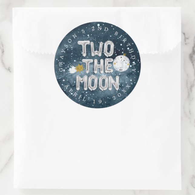 Adesivo Dois para a Lua | Favor de Aniversário de 2 anos (Bolsa)