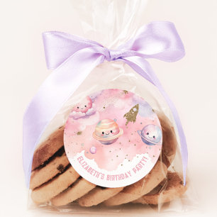 Adesivo Dois para a Menina da Lua rosa Aniversário no Espa