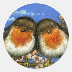 Adesivo Dois robins que cantam canções de amor na flor d