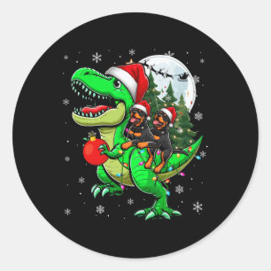 Adesivo Dois Rottweilers Xmas Andando em T-rex Reindeover