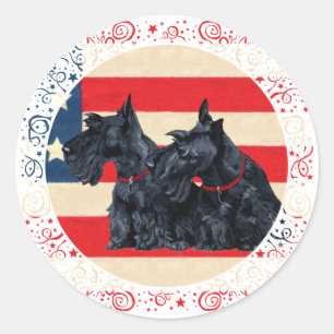Adesivo Dois Scottish Terriers Patrióticos