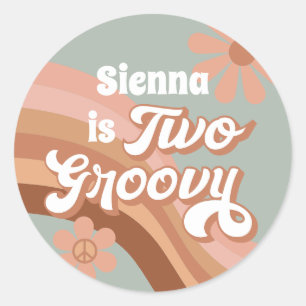 Adesivo Dois segundo aniversário Cor-de-Rosa Retro Daisy S