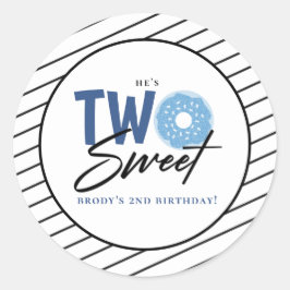 Adesivo Dois segundos aniversários de rosca azul doce