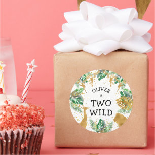 Adesivo Dois segundos aniversários Wild Safari, Dourado V