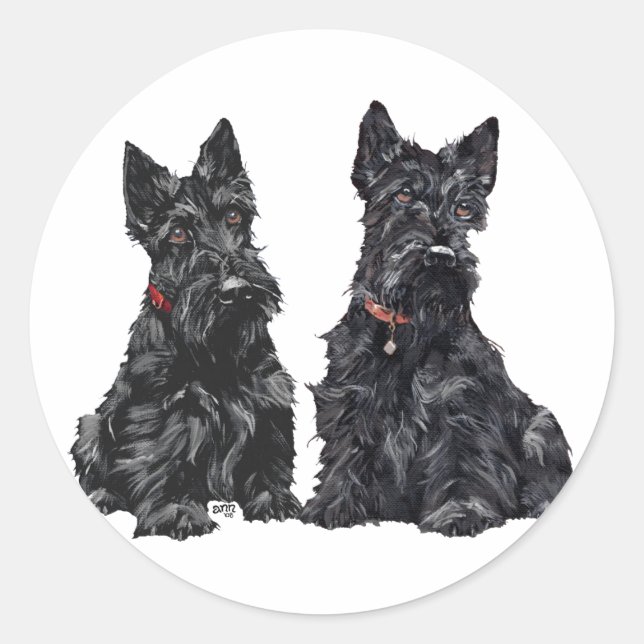 Adesivo Dois Terriers Escoceses Pretos (Frente)