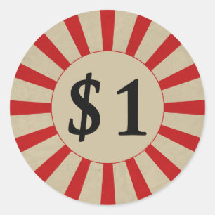 Adesivo (dólar) preço $1 lustroso redondo