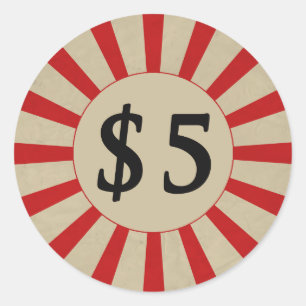 Adesivo (dólar) preço $5 lustroso redondo