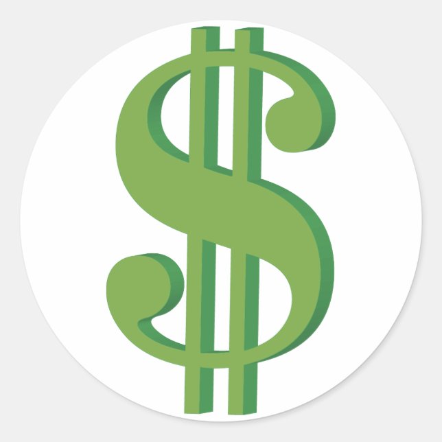 Adesivo Dolar, sinal, 3D (Frente)