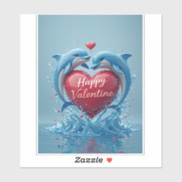 Adesivo Dolphin Heart Valentine Ocean Love Romantic
