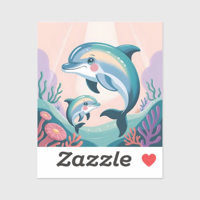 Adesivo Dolphin Mom and Baby (Folha)