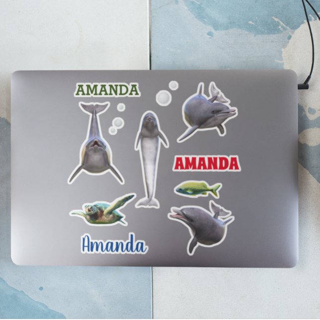 Adesivo Dolphin Sea Life Set Name Monograma (Criador carregado)