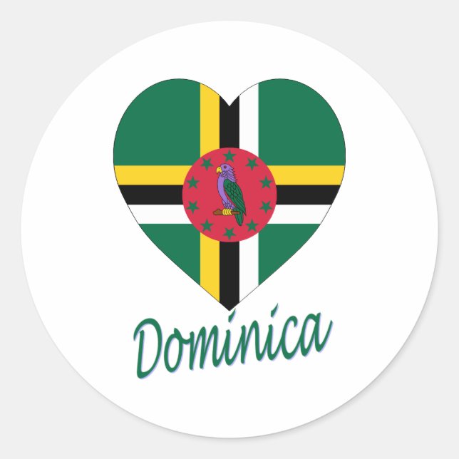 Adesivo Dominica Flag Heart (Frente)