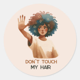 Adesivo "Don´t touch my hair"- Frau mit Afro- Illustration