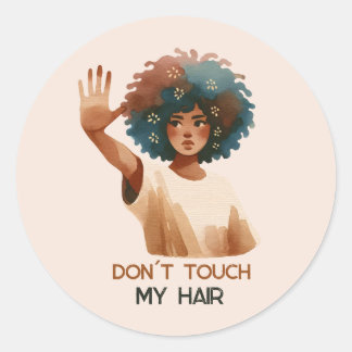 Adesivo "Don´t touch my hair"- Frau mit Afro- Illustration