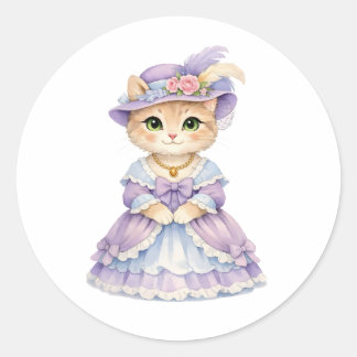 Adesivo Dona de Gato Fofo em Vestido Vitoriano Roxo