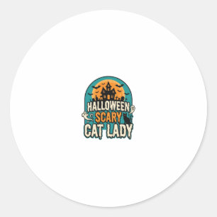 Adesivo Dona do Gato de Halloween Assustadora Vintage Casa
