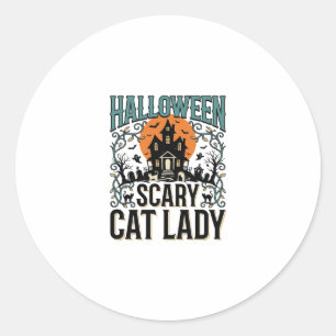 Adesivo Dona do Gato de Halloween Casa Assombrada Assustad