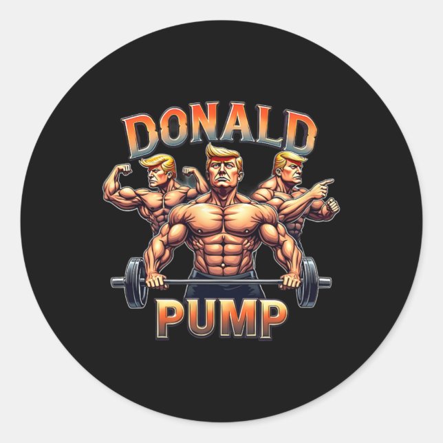 Adesivo Donald Bombando Músculo Engraçado Meme de Academia (Frente)