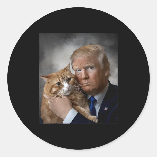 Adesivo Donald Trump And Cat Funny Trump And Cat, Litical  (Frente)