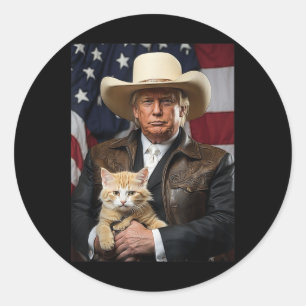 Adesivo Donald Trump Cat Shirt Cowboy American Flag Engraç