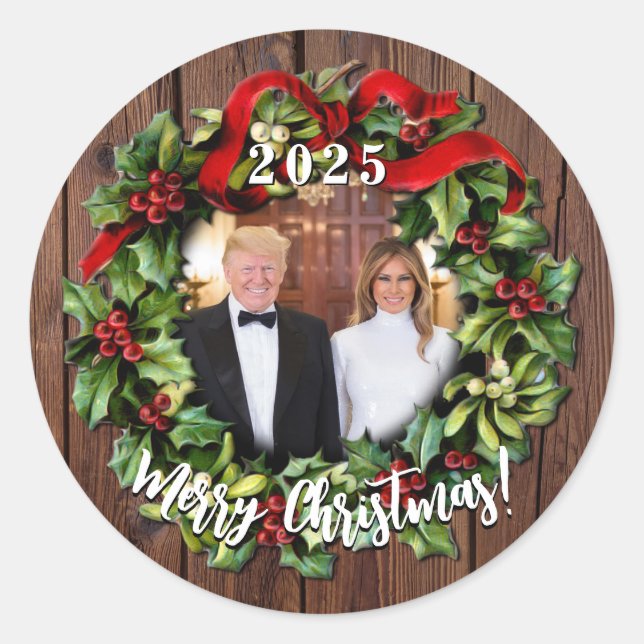Adesivo Donald Trump & Melania 2023 Holly Wreath (Frente)