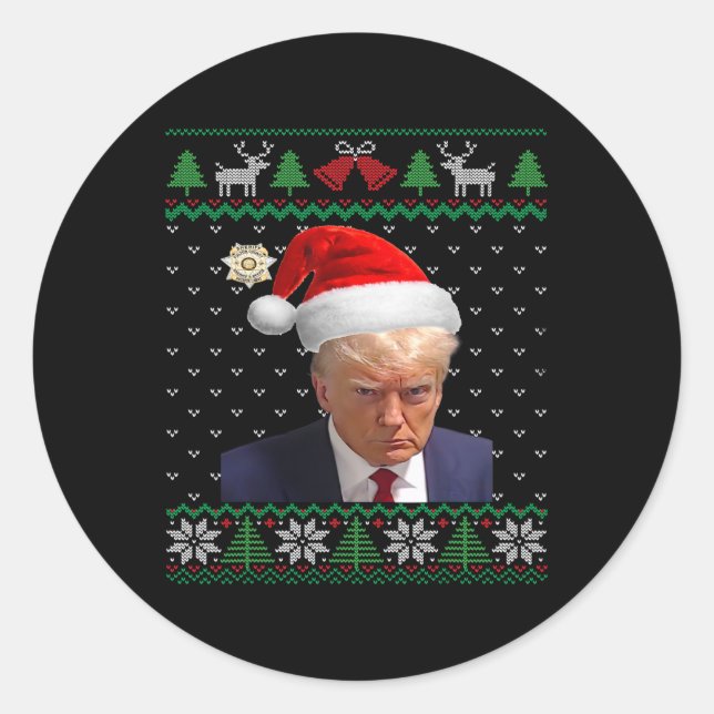Adesivo Donald Trump Mug Shot no Natal (Frente)