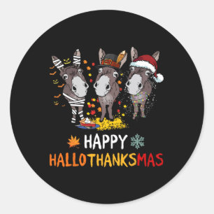 Adesivo Donkey Happy Hallothanksmas Love Donkey Farmer Tee